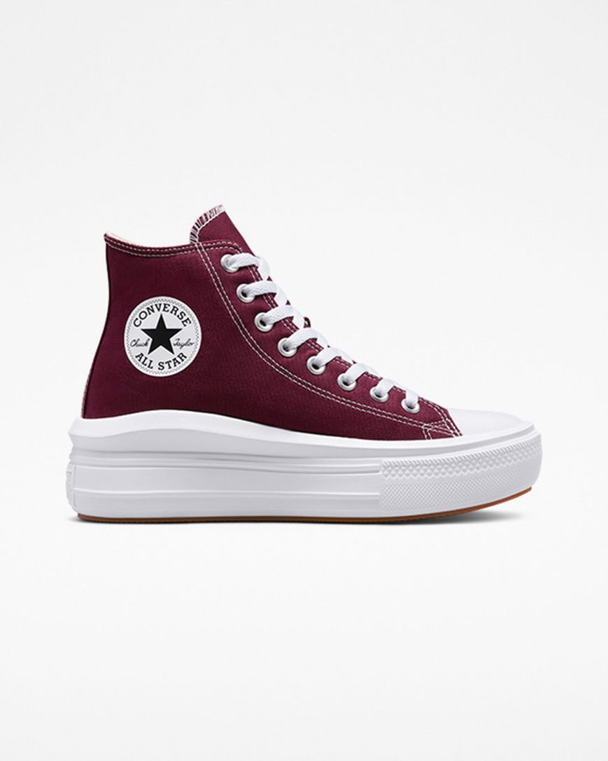 Dámské Boty Na Platformy Converse Chuck Taylor All Star Move Seasonal Color Vysoké Tmavě Červené Bílé | CZ FDCB41